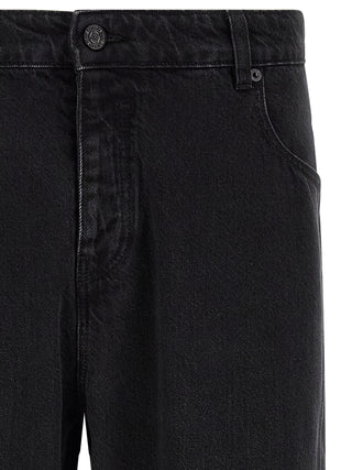 Black Cotton Straight-Leg Jeans