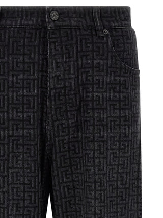 Black Cotton Straight-Leg Jeans