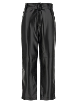 Black Polyester Cropped Pants