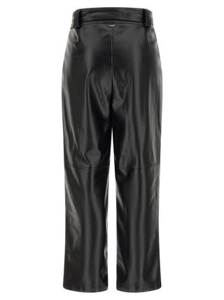 Black Polyester Cropped Pants