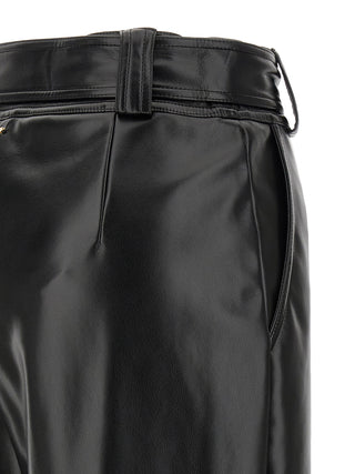 Black Polyester Cropped Pants