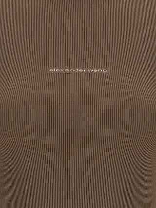 Brown Polyamide T-Shirt
