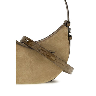 Beige Suede Leather Shoulder Bag