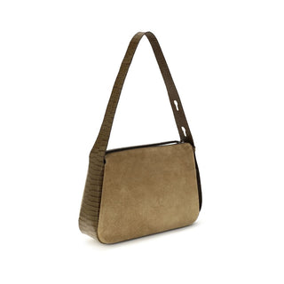 Beige Suede Leather Shoulder Bag