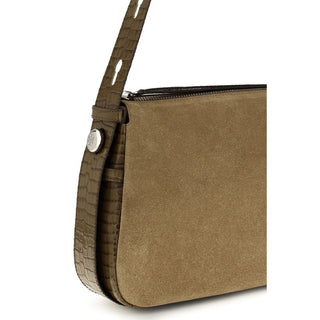 Beige Suede Leather Shoulder Bag