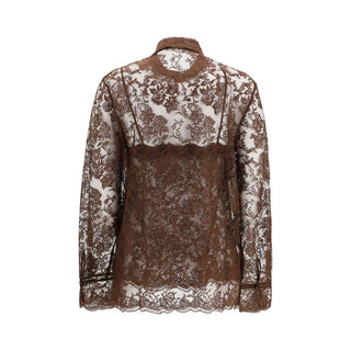 Brown Polyester Pattern Shirt
