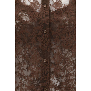 Brown Polyester Pattern Shirt