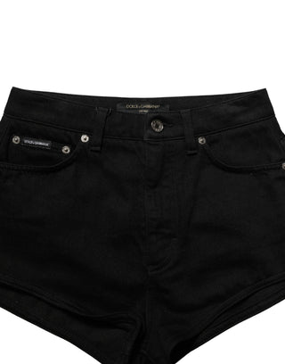 Dark Gray Cotton Mid Rise Denim Hot Pants Shorts