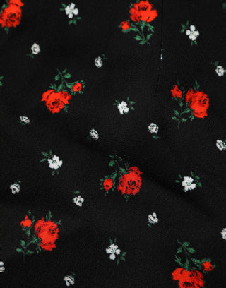 Black Floral High Rise Women Hot Pants Shorts