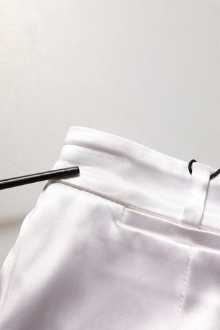 White Satin High Rise Women Hot Pants Shorts