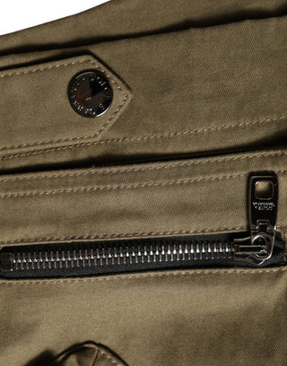 Green Cotton Mid Rise Cargo Hot Pants Shorts
