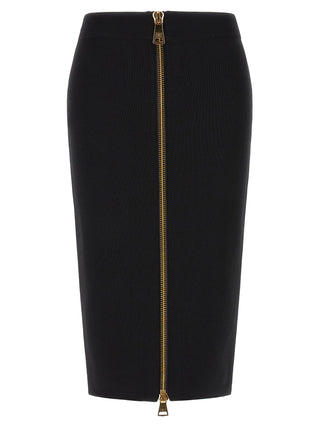 Black Viscose Midi Skirt
