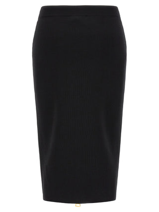Black Viscose Midi Skirt