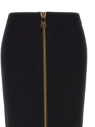 Black Viscose Midi Skirt