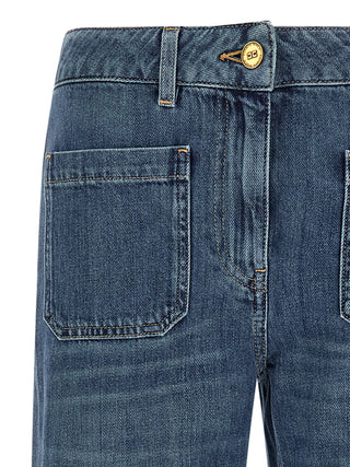 Blue Cotton Straight-Leg Jeans