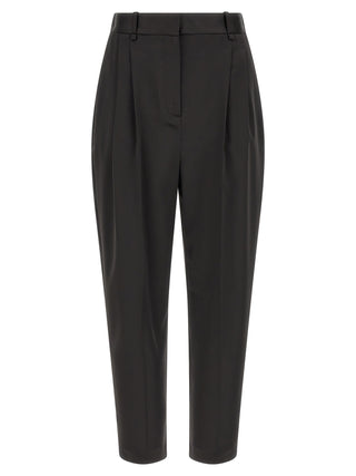 Black Polyester Cropped Pants