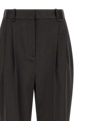 Black Polyester Cropped Pants