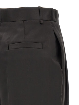 Black Polyester Cropped Pants