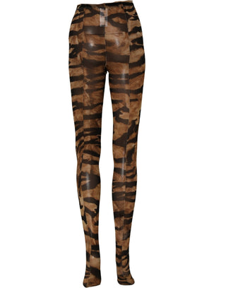 Brown Tiger Nylon Tights Stocking Pantyhose Socks
