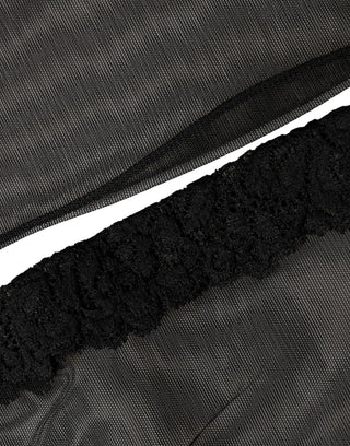 Black Nylon Mesh Sheer Calf Long Accessory Socks