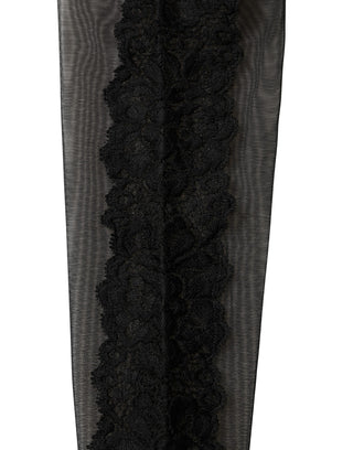 Black Nylon Mesh Sheer Calf Long Accessory Socks