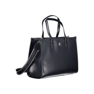 Blue Polyurethane Women's Bag