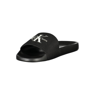 Black Polyester Men's Slipper