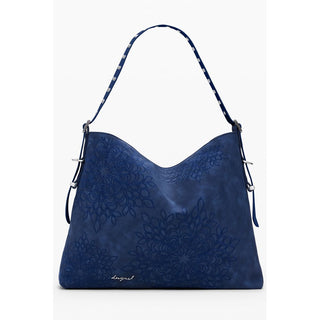 Blue Polyurethane Women's Shoulder Bag