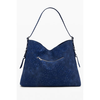 Blue Polyurethane Women's Shoulder Bag