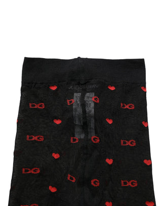 Black Nylon Hearts Tights Stocking Pantyhose Socks
