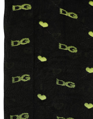 Black Green Nylon Logo Tights Stocking Pantyhose Socks