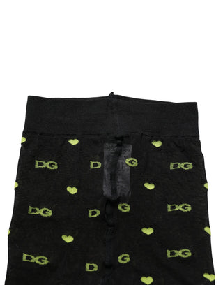 Black Green Nylon Logo Tights Stocking Pantyhose Socks
