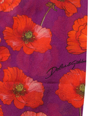 Purple Nylon Floral Print Tights Stockings Socks