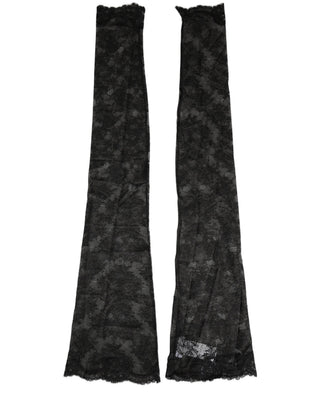 Black Floral Lace Nylon Stretch Knee High Socks