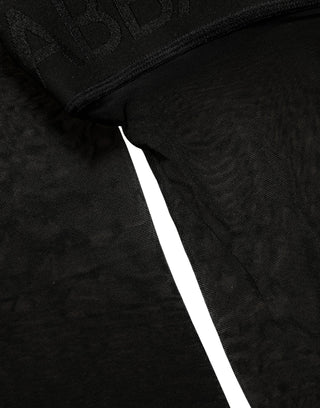 Black Nylon Logo Calf Long Women Accessory Socks