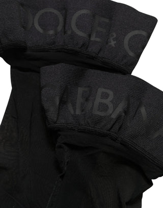 Black Nylon Logo Calf Long Women Accessory Socks
