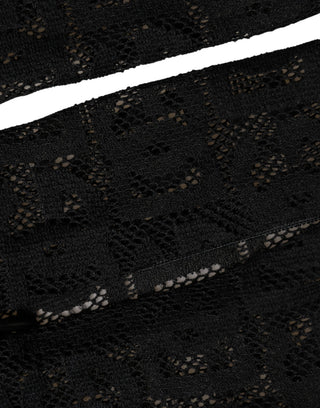 Black DG Logo Sheer Nylon Thigh High Socks