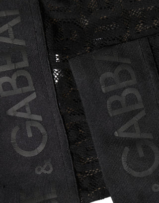 Black DG Logo Sheer Nylon Thigh High Socks