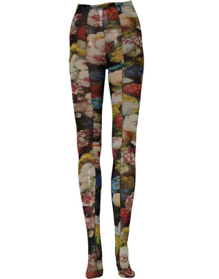 Black Floral Print Tights Sheer Stockings Socks