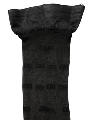 Black Sheer Logo Monogram Tights Stockings Socks