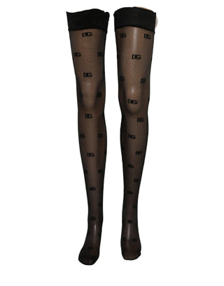 Black Sheer Logo Monogram Tights Stockings Socks
