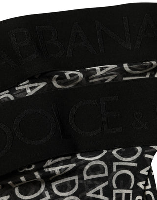 Black Sheer Logo Monogram High Stockings Socks