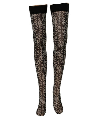 Black Sheer Logo Monogram High Stockings Socks