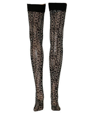 Black Sheer Logo Monogram High Stockings Socks