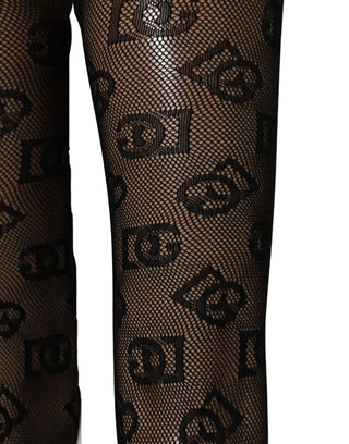 Black All Over Print Sheer Stretch Tights Socks