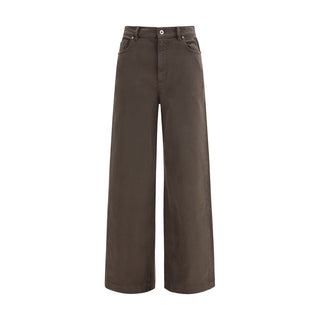 Brown Cotton Casual Pants