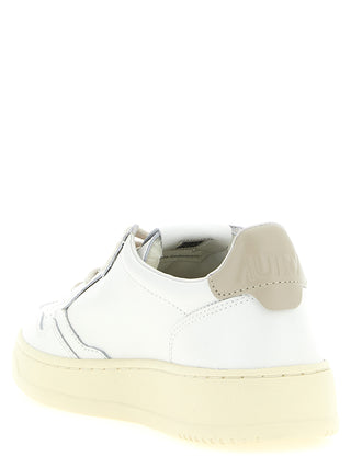 Beige Cowhide Low Top Sneakers