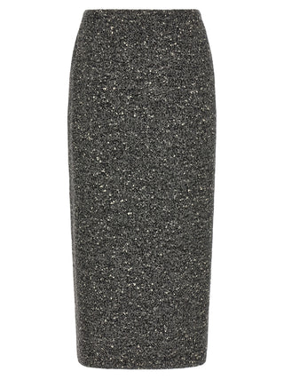Bicolor Virgin Wool Midi Skirt