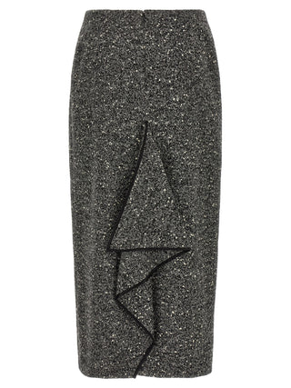 Bicolor Virgin Wool Midi Skirt