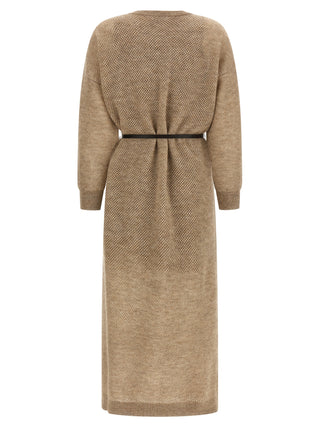 Beige Wool Midi Dress